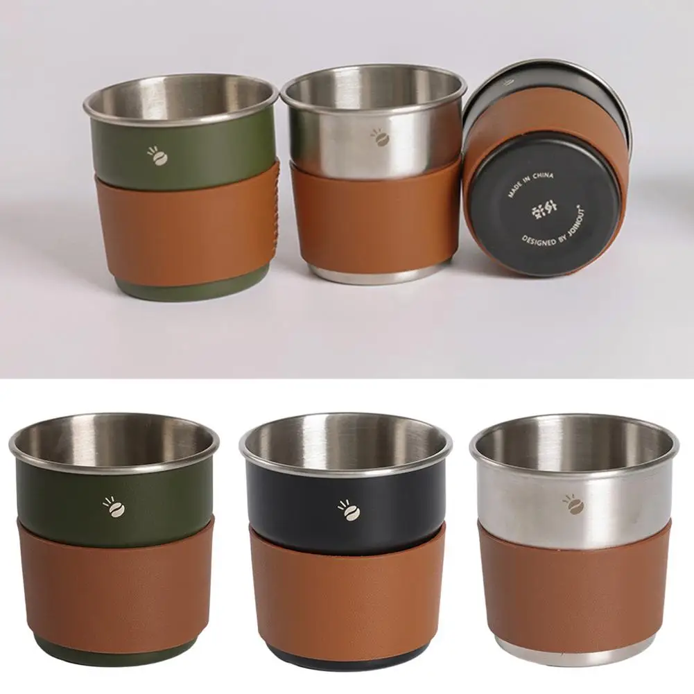 

300ml Coffee Mug Industry Style Beer Coffee Mug Heat-Resistant Leather Ring Water Cup Outdoor Picnic Water Cup Beverage Cup