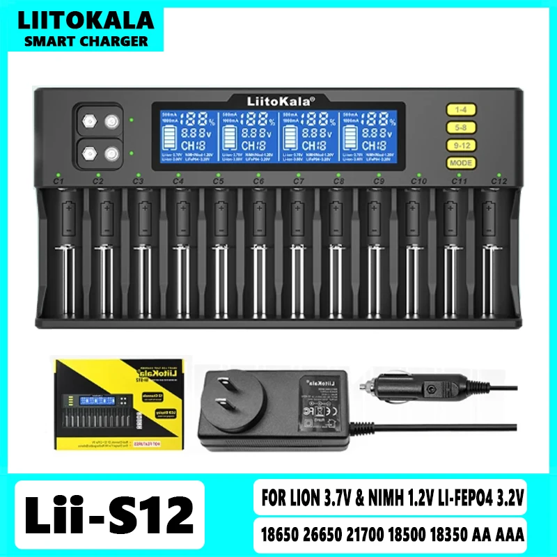 Зарядное устройство LiitoKala Lii-S12 Lii-600 500S 18650 для аккумуляторов 20700 26650 21700 14500 10440 16340 1,2 V 3,7 V
Зарядное устройство LiitoKala Lii-S12 Lii-600 500S 18650 для аккумуляторов 20700 26650 21700 14500 10440 16340 1,2 V 3,7 V