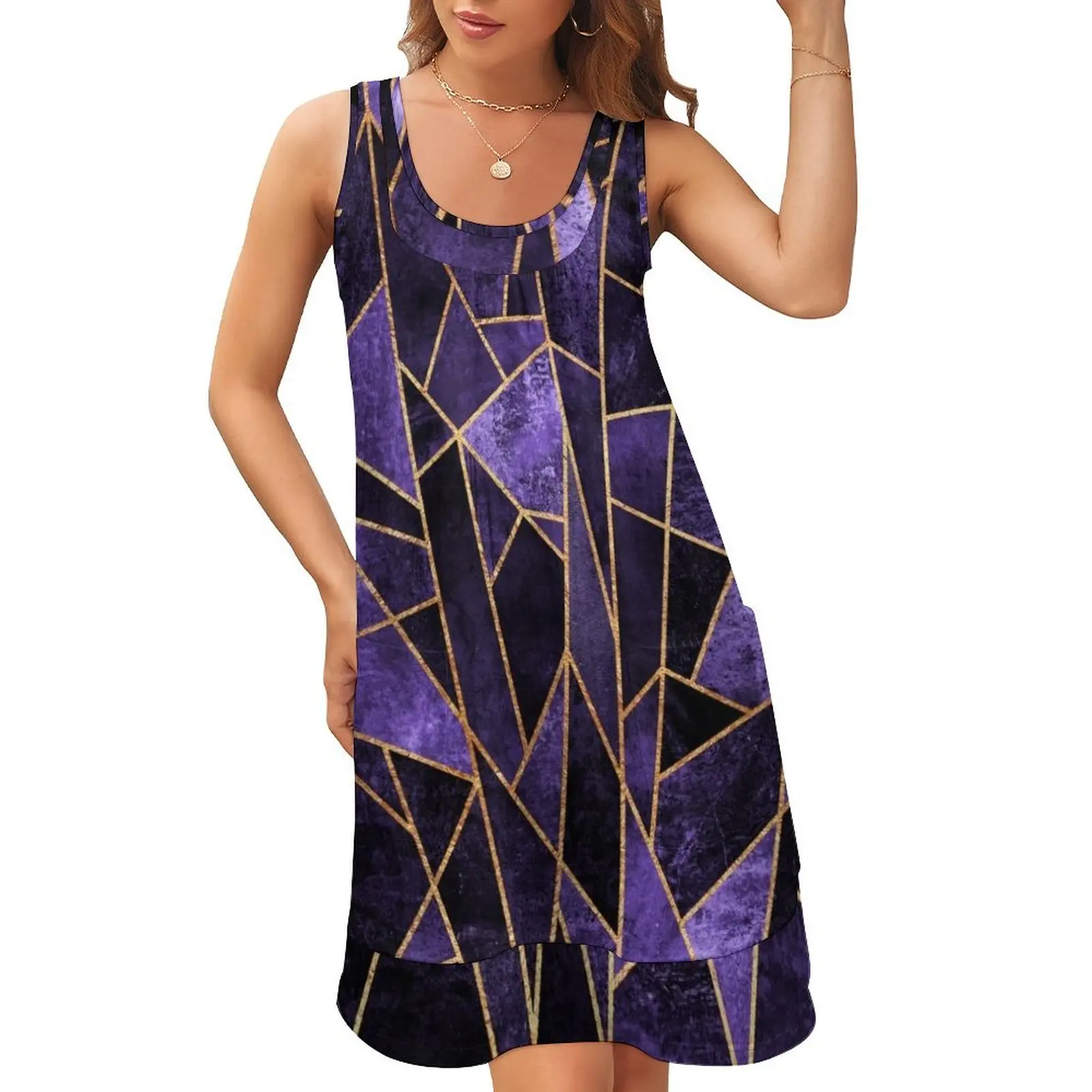 Shattered Amethyst Sleeveless U-Neck Fake Two Piece Dress dress for women loose summer dress women party dresses
Shattered Amethyst Sleeveless U-Neck Fake Two Piece Dress dress for women loose summer dress women party dresses