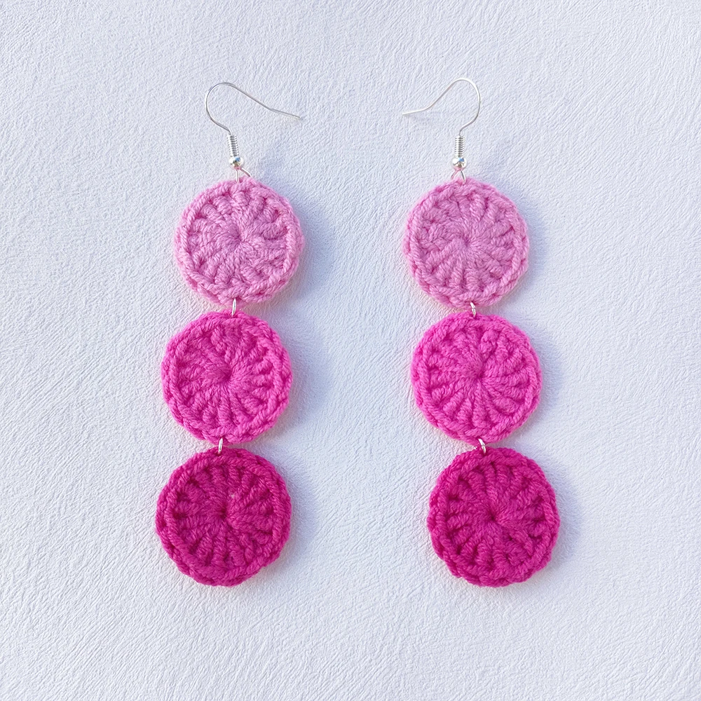 Pink Crochet Long Drop Earrings - Handknit Statement Jewelry 3 S3e401c8dae4b4376be5caf4f44b43494D