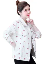 Spring And Autumn Denim Jacket Women Niche Heart Print Jackets 2022 New All-match Student Fashion Casual Jacket Top N1534 
Spring And Autumn Denim Jacket Women Niche Heart Print Jackets 2022 New All-match Student Fashion Casual Jacket Top N1534
