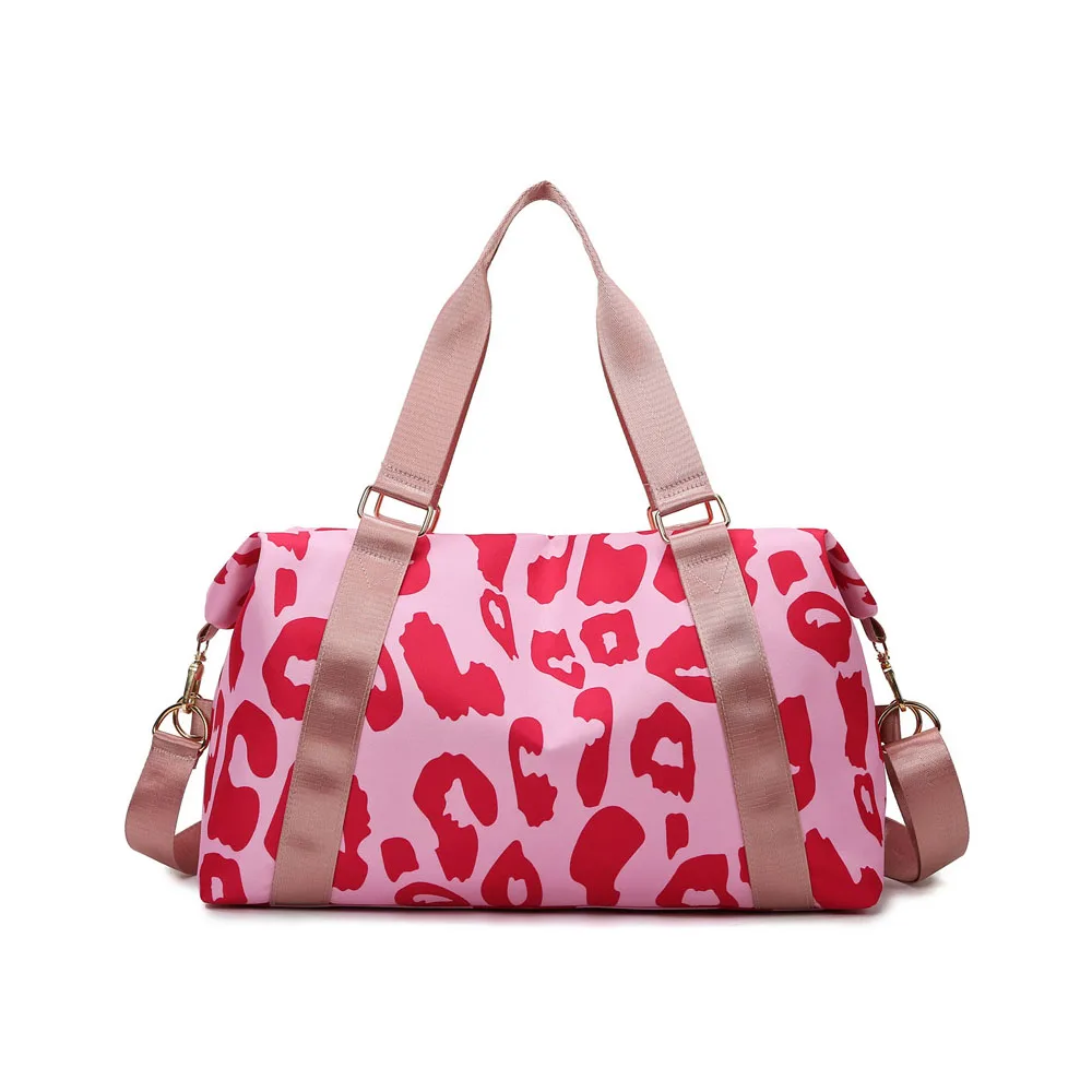 

Cow Print Duffle Bag Cute Travel Gym Bag for Women with Shoe Compartment Carry on Overnight Workout Bag