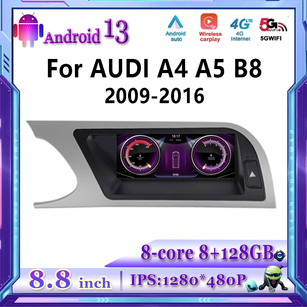 8.8" For Audi A4 A5 B8 2009-2016 Android 13 Wireless Carplay Car Radio Stereo Video Player Multimedia Navigation Touch Screen
8.8" For Audi A4 A5 B8 2009-2016 Android 13 Wireless Carplay Car Radio Stereo Video Player Multimedia Navigation Touch Screen