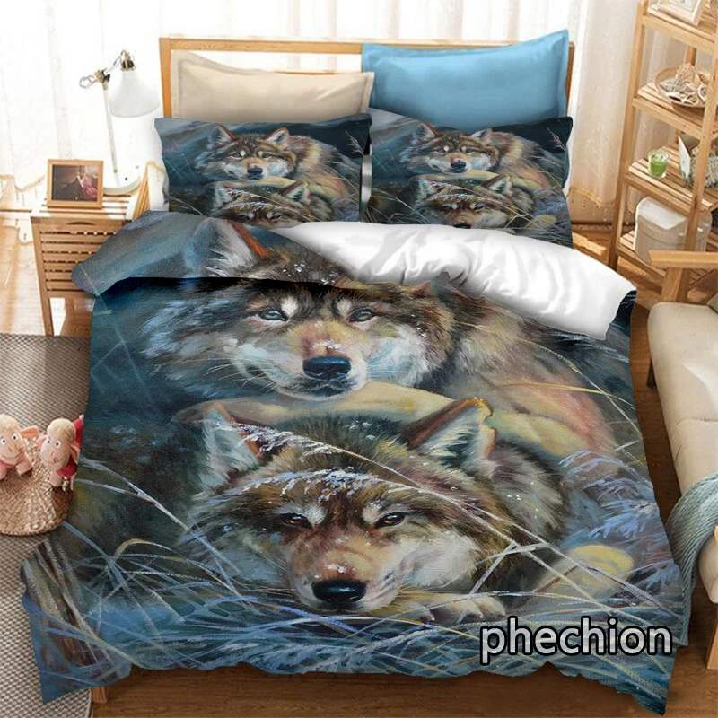 

phechion Animal Wolf 3D Print Bedding Set Duvet Covers Pillowcases One Piece Comforter Bedding Sets Bedclothes Bed Linen K237