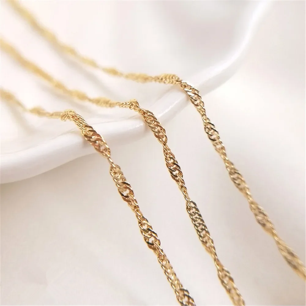 

14K Gold Plated Chain bag real gold water wave chain DIY hand pendant necklace earpiece loose chain material