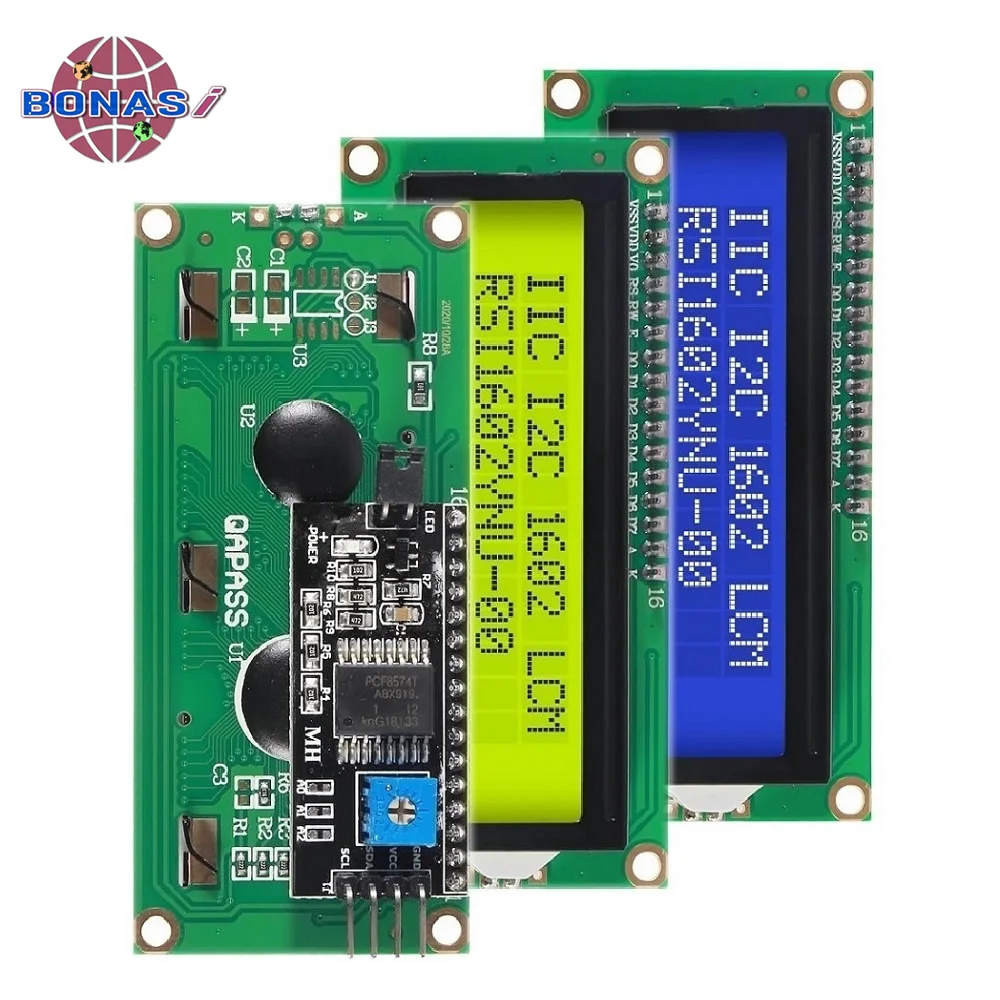 

LCD1602 1602 LCD Module 16x2 Character LCD Display PCF8574T PCF8574 IIC I2C Interface 5V Blue / Yellow Green Screen for Arduino