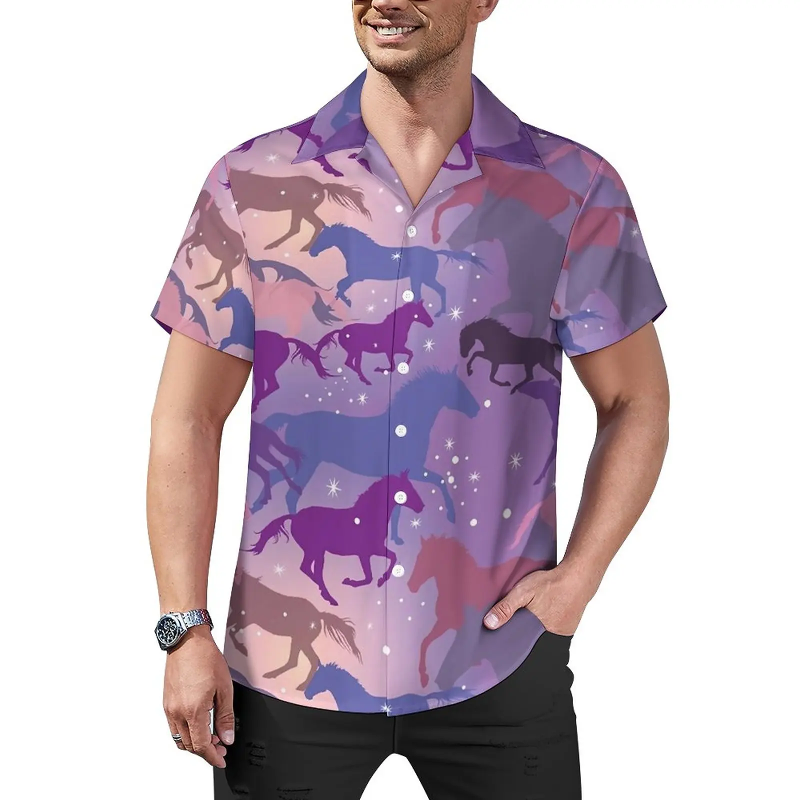 Flare Horse Casual Shirt Animal Print Vacation Loose Shirt Hawaiian Vintage Blouses Short Sleeves Graphic Oversized Top
Flare Horse Casual Shirt Animal Print Vacation Loose Shirt Hawaiian Vintage Blouses Short Sleeves Graphic Oversized Top
