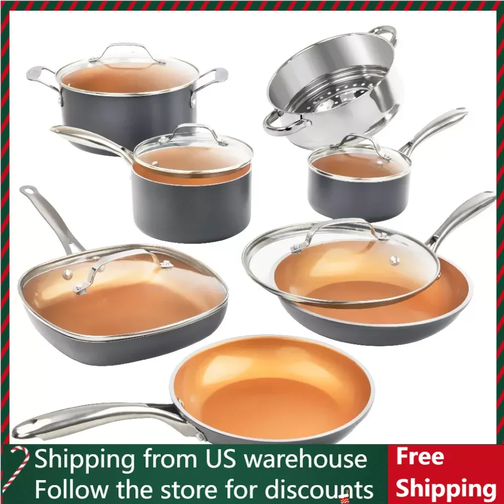 Diamond Pots and Pans Set Nonstick Cookware Set Includes Skillets Fry Pans Stock Pots Camping Cooking Camp Cooking Supplies
Diamond Pots and Pans Set Nonstick Cookware Set Includes Skillets Fry Pans Stock Pots Camping Cooking Camp Cooking Supplies