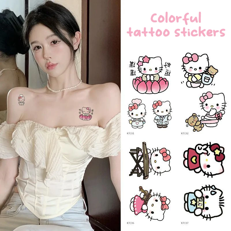 Новинка, тату-наклейка Sanrio с кошкой Hello Kitty, татуировки Kuromi Mymelody, коричные наклейки, декоративные временные водонепроницаемые художественные татуировки 
Новинка, тату-наклейка Sanrio с кошкой Hello Kitty, татуировки Kuromi Mymelody, коричные наклейки, декоративные временные водонепроницаемые художественные татуировки