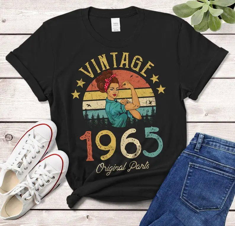 Vintage 1965 T-Shirt Made in 57th birthday years old Gift for Girl Wife Mom 57th birthday idea Classic Tshirt 100% cotton y2k
Vintage 1965 T-Shirt Made in 57th birthday years old Gift for Girl Wife Mom 57th birthday idea Classic Tshirt 100% cotton y2k