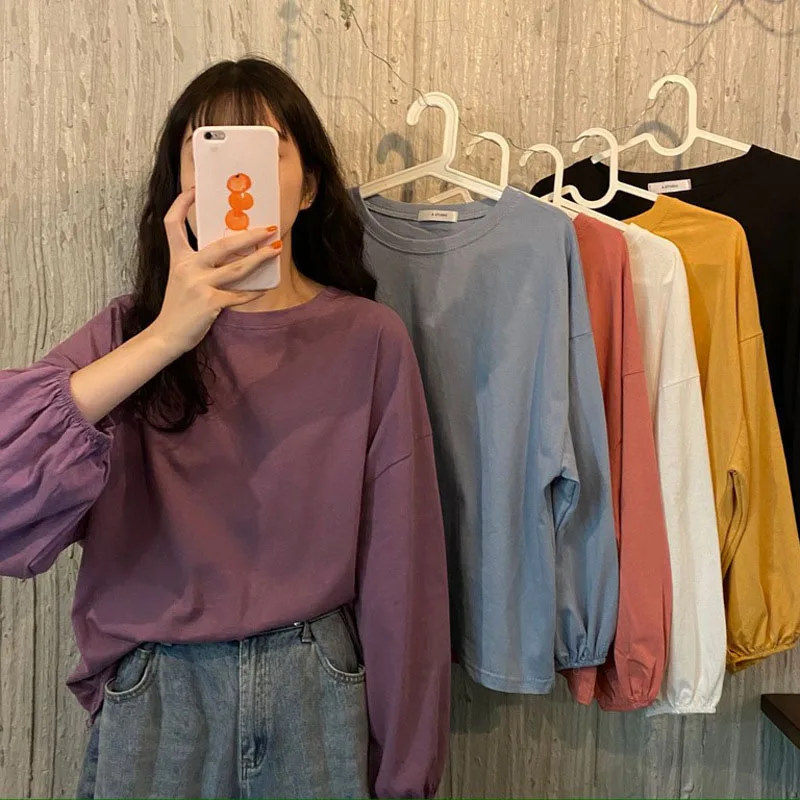 Korean Retro Slimming Pleated Lantern Sleeve Tops For Women Simple Solid Long Sleeved Pullover Shirt Female Casual Loose T-shirt
Korean Retro Slimming Pleated Lantern Sleeve Tops For Women Simple Solid Long Sleeved Pullover Shirt Female Casual Loose T-shirt