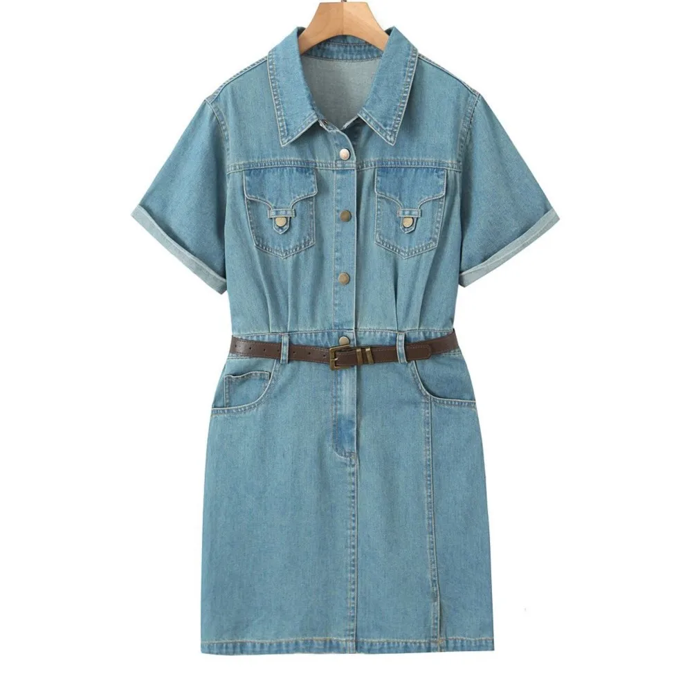Good Quality Plus Size Dress Women Clothes 2023 Summer Short Sleeve Belt Chic Retro Denim One-Piece Oversized Curve N8581
Good Quality Plus Size Dress Women Clothes 2023 Summer Short Sleeve Belt Chic Retro Denim One-Piece Oversized Curve N8581