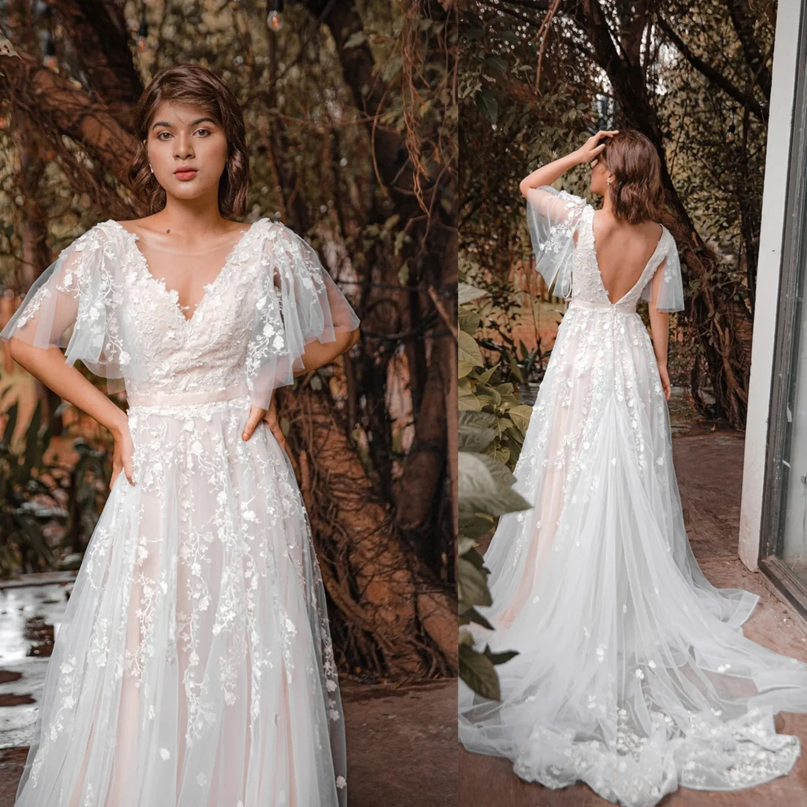 Country Boho Wedding Dress Lace A-Line Simple Bohemian Beach Dresses Sexy Backless V Neck Floor Length Summer Vestidos
Country Boho Wedding Dress Lace A-Line Simple Bohemian Beach Dresses Sexy Backless V Neck Floor Length Summer Vestidos