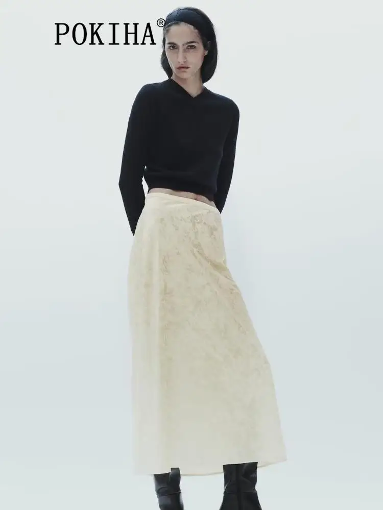 Pokiha Women Autumn 2023 New Elegant High Elastic Waisted Midi Skirts Winter Luxury Fashion Female Long Skirt Chic Mujer Casual
Pokiha Women Autumn 2023 New Elegant High Elastic Waisted Midi Skirts Winter Luxury Fashion Female Long Skirt Chic Mujer Casual