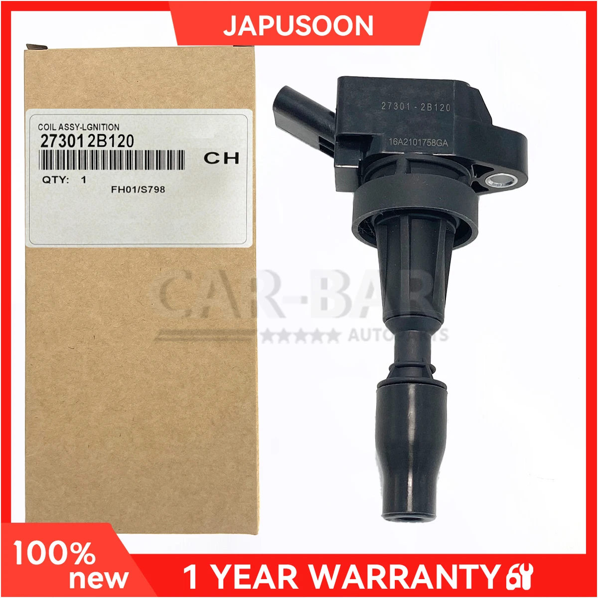 Катушка зажигания для Hyundai Avante, Elantra Sonata Tucson Veloster Киа Форте соул 1.6L Turbo 273012B120 27301-2B120
Катушка зажигания для Hyundai Avante, Elantra Sonata Tucson Veloster Киа Форте соул 1.6L Turbo 273012B120 27301-2B120
