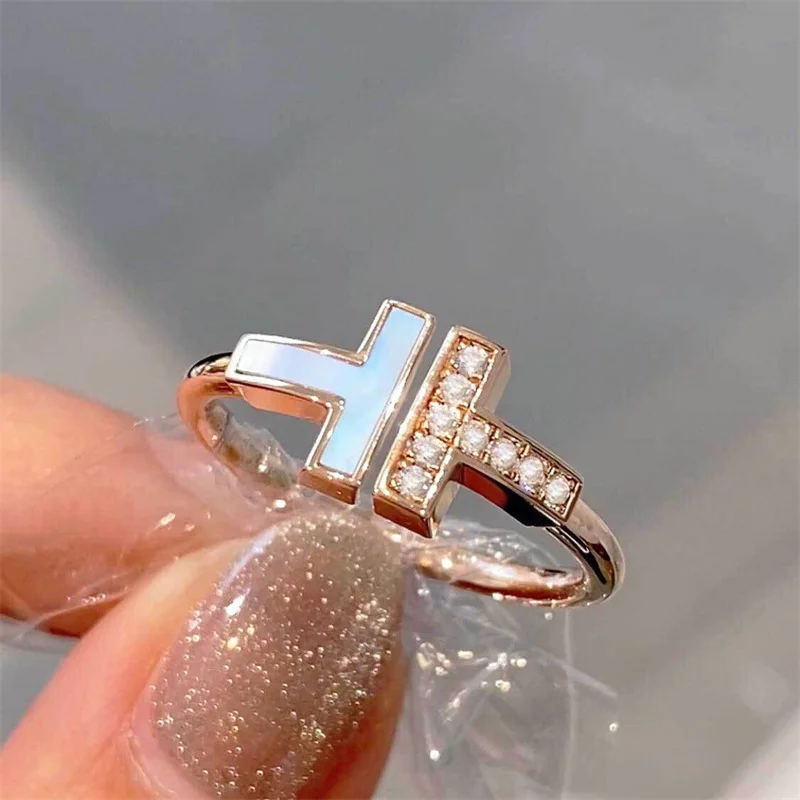 Rose Gold Letter T White Fritillaria Rings Sparkling Inlay Finger Accessories for Women's Unique Design Jewelry
Rose Gold Letter T White Fritillaria Rings Sparkling Inlay Finger Accessories for Women's Unique Design Jewelry