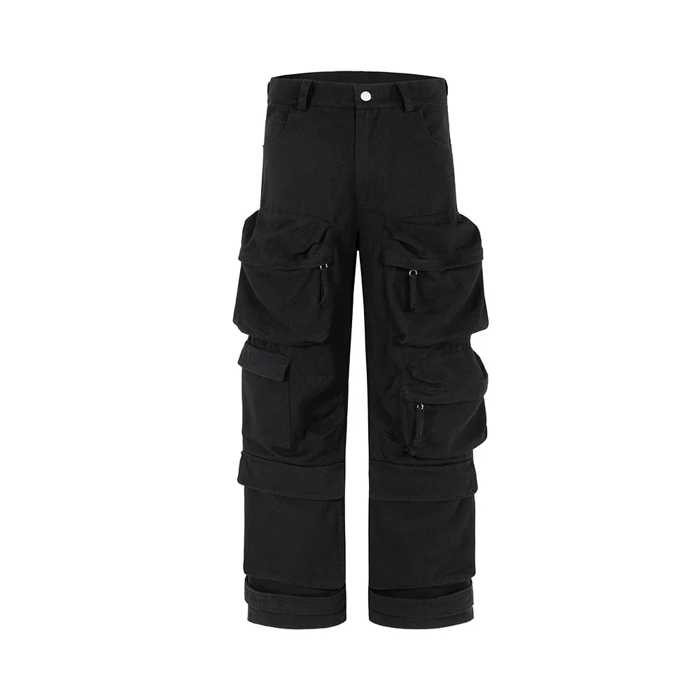 

Y2k Multi-pockets Straight Baggy Cargo Pants for Men Pantalones Hombre Black Overalls Streetwear Loose Casual Trousers Oversized