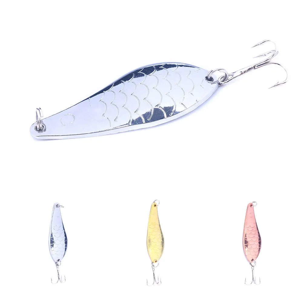 

1pcs Metal Spinner Spoon Fishing Lure Hard Baits Silver /Gold Sequins Noise Paillette 4# Treble Hook Tackle 7cm 20g