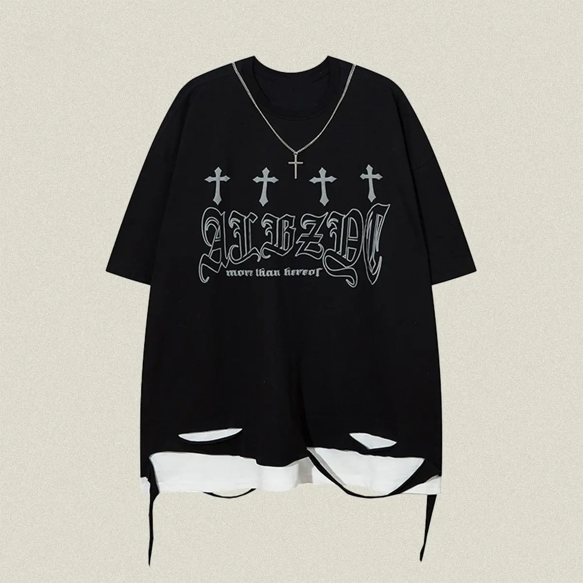 American high street personalized ripped fake two-piece short-sleeved T-shirt for men with spliced design loose couple tops
American high street personalized ripped fake two-piece short-sleeved T-shirt for men with spliced design loose couple tops