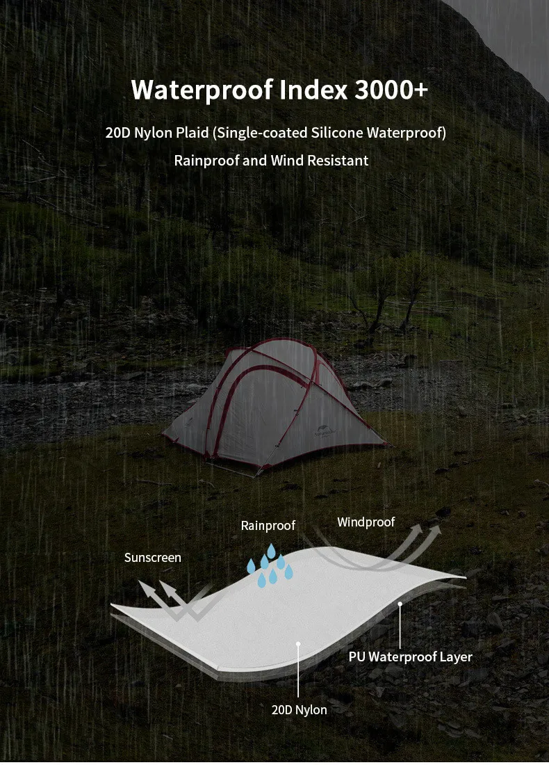 Naturehike – tente de Camping pour 3-4 personnes, série Hiby, en tissu Silicone 20D, Double couche, 4 saisons, pour la famille, ultralégère Naturehike – tente de Camping pour 3-4 personnes, série Hiby, en tissu Silicone 20D, Double couche, 4 saisons, pour la famille, ultralégère