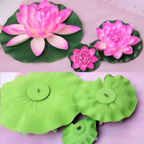 

10/18/28cm Artificial Water Lily Floating Flower Pond Plant Ornament For Wedding Home Garden Party Decorations