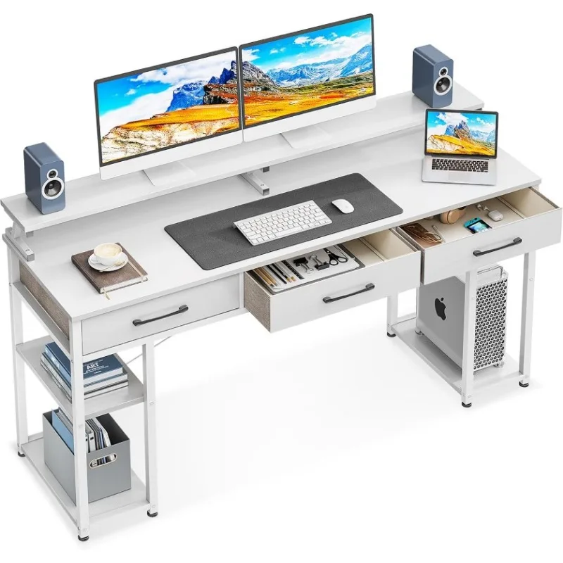 Computer Desk with Drawers and Storage Shelves, 63 inch Home Office Desk with Monitor Stand, Modern Work Study Writing Table
Computer Desk with Drawers and Storage Shelves, 63 inch Home Office Desk with Monitor Stand, Modern Work Study Writing Table