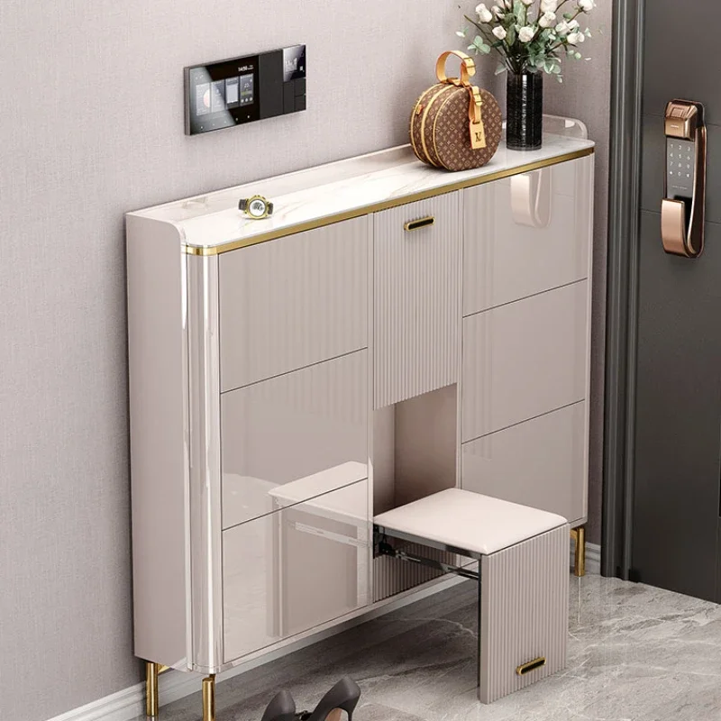 Роскошный и ультратонкий шкаф для обуви с откидным ведром 17 см, встроенным табуретом снаружи двери, входом в дверь и
Роскошный и ультратонкий шкаф для обуви с откидным ведром 17 см, встроенным табуретом снаружи двери, входом в дверь и