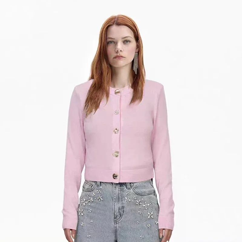 2024 Spring and Summer Fashionable Exquisite Button Decoration Round Neck Front Shoulder Solid Color Knitted Cardigan Women
2024 Spring and Summer Fashionable Exquisite Button Decoration Round Neck Front Shoulder Solid Color Knitted Cardigan Women