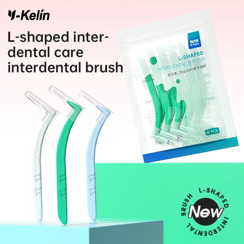 

Y-kelin L-shaped Interdental Brush, Orthodontic Special Soft Bristled Toothbrush,, Interdental Gap Cleaning Oral Tool 10pcs