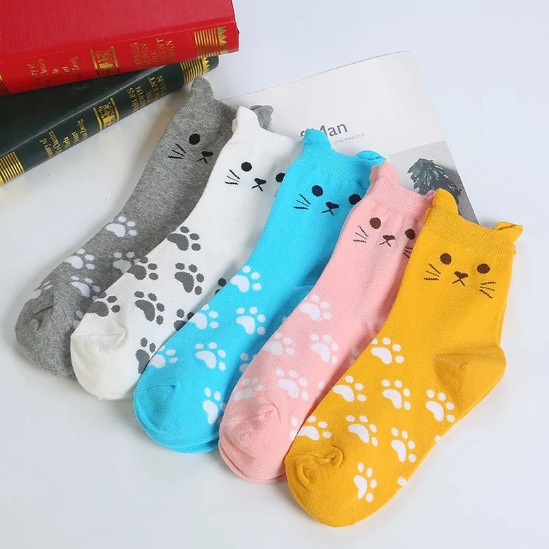 5 Pairs Hot Sales Fashion Casual Kawaii Cat Ear Footprint Tube Socks Women Harajuku Funny Cute Cartoon Girl Cotton Socks
5 Pairs Hot Sales Fashion Casual Kawaii Cat Ear Footprint Tube Socks Women Harajuku Funny Cute Cartoon Girl Cotton Socks