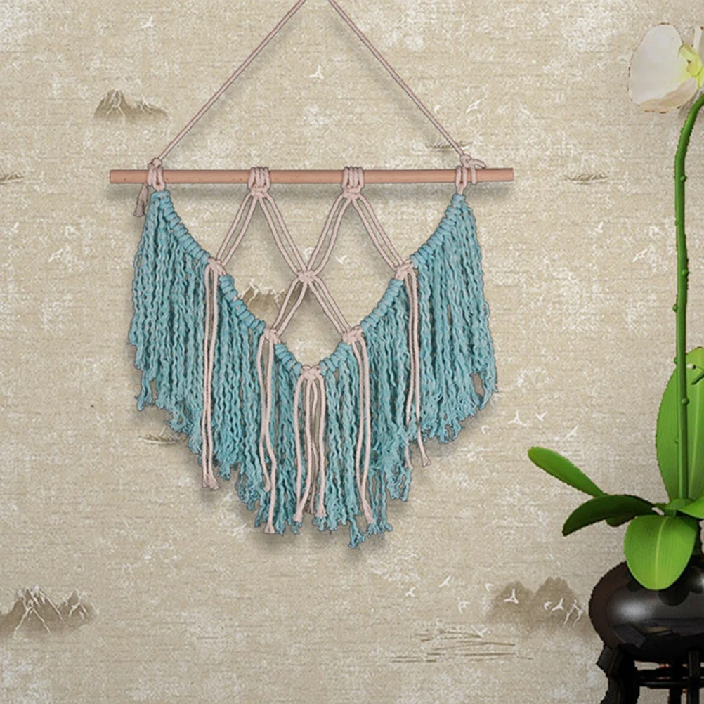 Blue Cotton Woven Tapestry - Tassel Boho Wall Blanket 5 S3e5a62071bdb4105944db41bbc3eadb6z