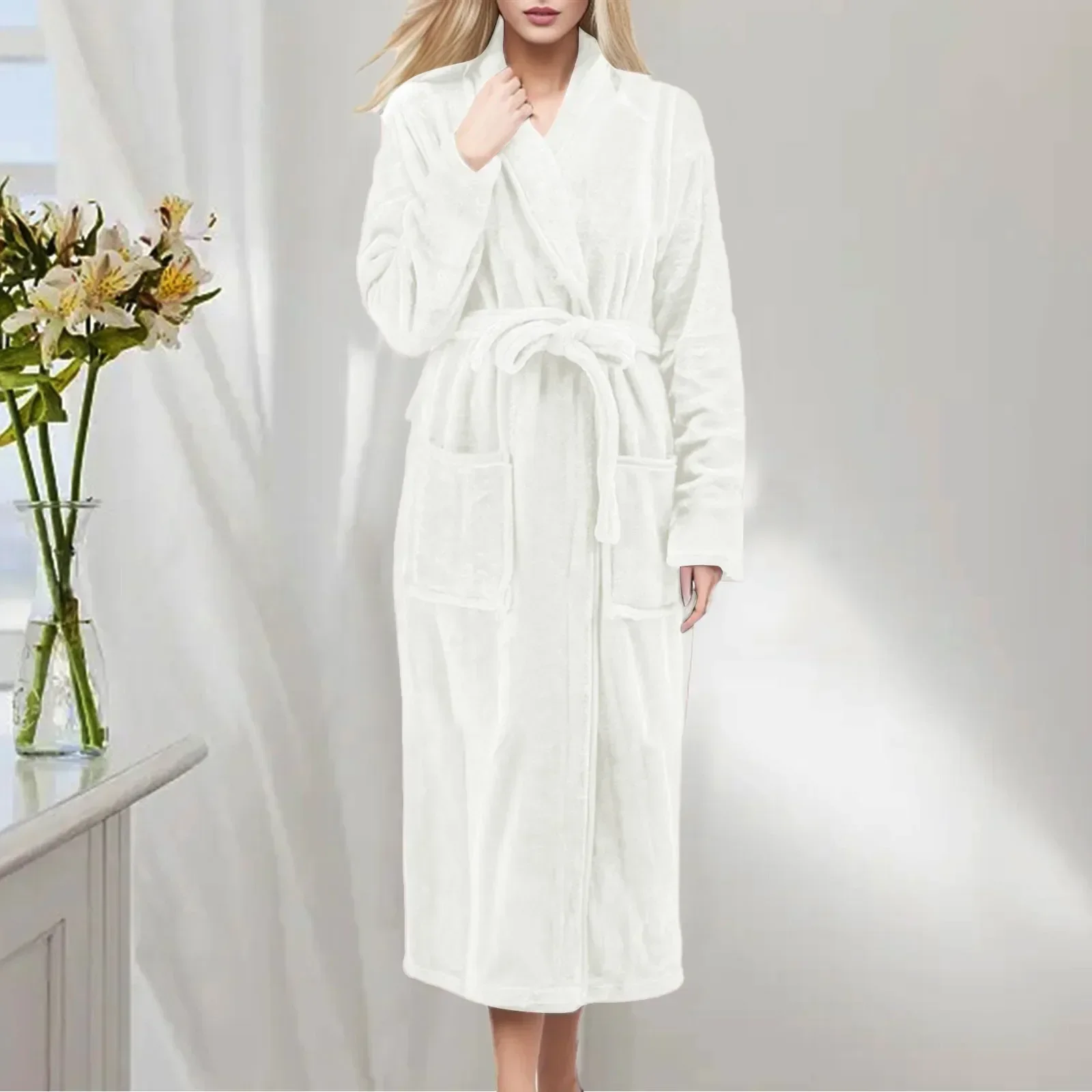 

Gowns Casual Lightweight Home Warm Female Long Nightgown Bathrobe New Plush Winter Women Autumn Soft Robe Robes Dressing