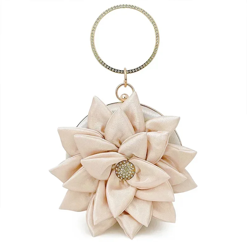 Sweet Handbag Women Elegant Evening Bag Fashion 3D Flower Round Bag Graceful Satin Clutch Chic Design Rhinestone Bracelet Bags
Sweet Handbag Women Elegant Evening Bag Fashion 3D Flower Round Bag Graceful Satin Clutch Chic Design Rhinestone Bracelet Bags
