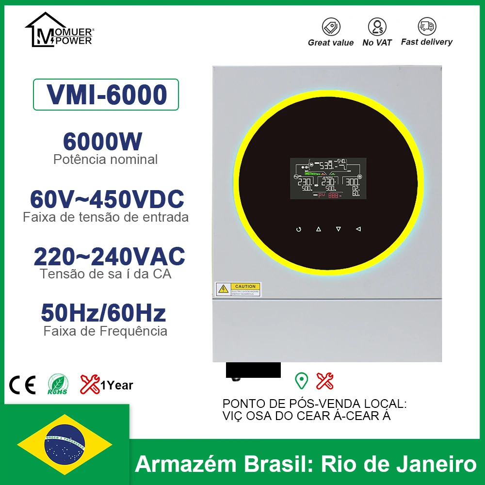 6KW Inverter 48v Hybrid 220v Onda Pura Off Grid Inverters Built in WIFI MPPT Solar Charge Controller Inversor PV Voltage 60-450V
6KW Inverter 48v Hybrid 220v Onda Pura Off Grid Inverters Built in WIFI MPPT Solar Charge Controller Inversor PV Voltage 60-450V