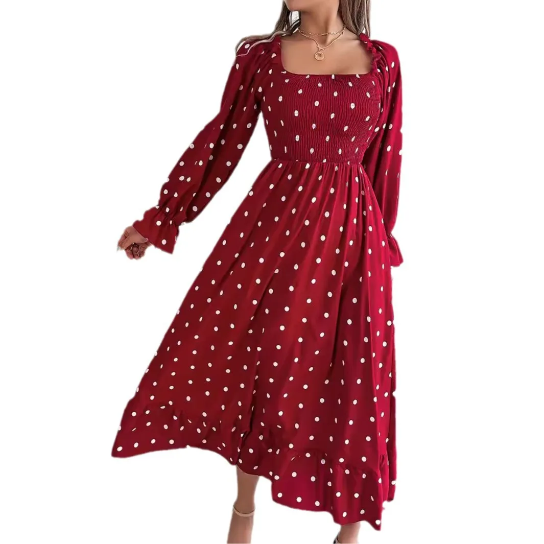 Spring Autumn Polka Dot Long Dress Vacation Maxi Dresses For Women Robes Vestidos Mujer Green Dress Korean Fashion Clothing
Spring Autumn Polka Dot Long Dress Vacation Maxi Dresses For Women Robes Vestidos Mujer Green Dress Korean Fashion Clothing