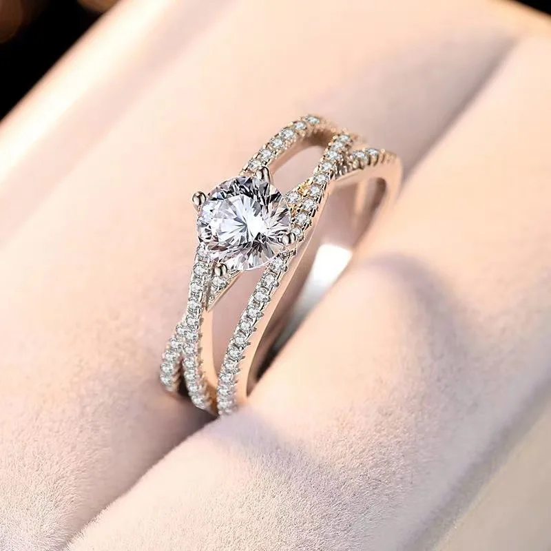 100% Real Moissanite Engagement Rings Three Cross Diamond Wedding Rings 18K White Gold Plated Promise Gift
100% Real Moissanite Engagement Rings Three Cross Diamond Wedding Rings 18K White Gold Plated Promise Gift