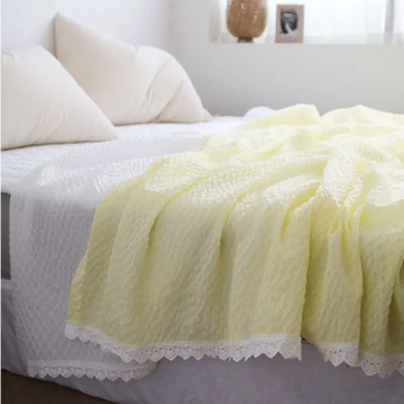 Korean Summer Seersucker Refreshing Breathable Solid Color Modal Lace Single Layer Thin Nap Blanket Quilt Home Decor For Kids
Korean Summer Seersucker Refreshing Breathable Solid Color Modal Lace Single Layer Thin Nap Blanket Quilt Home Decor For Kids