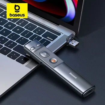 Baseus 발표자 무선 포인터 범용 2.4GHz 원격 컨트롤러 Mac Win 프로젝터, 파워 포인트 발표자 프레젠테이션 펜