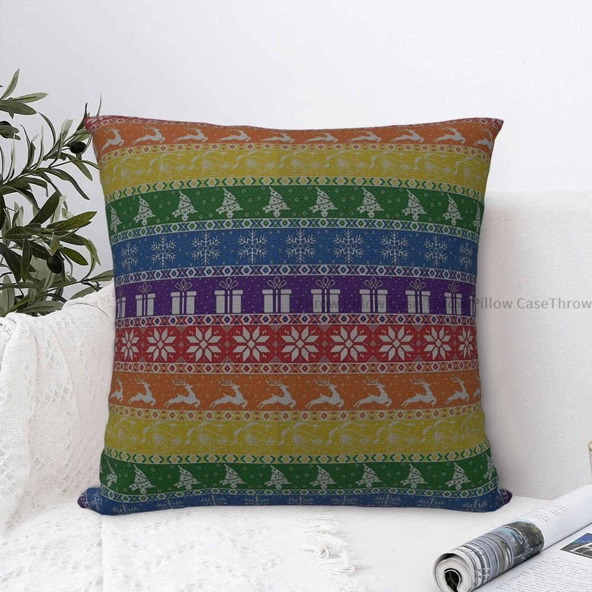 Rainbow Christmas Sweater Pattern Polyester Cushion Cover Gay Pride LGBT Love Home Car Decorative Reusable Pillow Cover
Rainbow Christmas Sweater Pattern Polyester Cushion Cover Gay Pride LGBT Love Home Car Decorative Reusable Pillow Cover