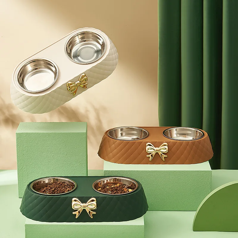 Pet Supplies New Bow-tie Cat Food Bowl PP Cat Bowl Stainless Steel Double Bowl Pet Bowl Dog Bowl Pet Accessories
Pet Supplies New Bow-tie Cat Food Bowl PP Cat Bowl Stainless Steel Double Bowl Pet Bowl Dog Bowl Pet Accessories