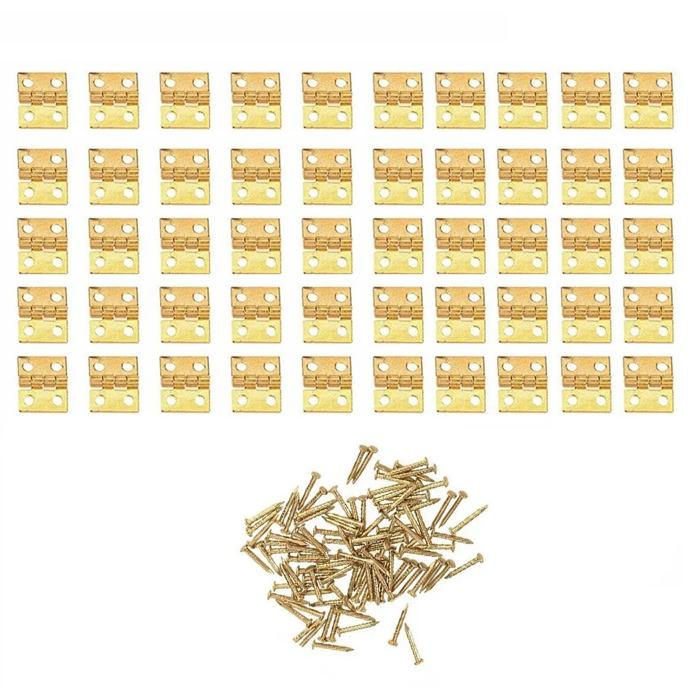 

50pcs Brass Hinge For Small Craft Door Box Accessories Silver Gold 8*10mm Brass Hinge For Small Craft Door Box Accessories Silve