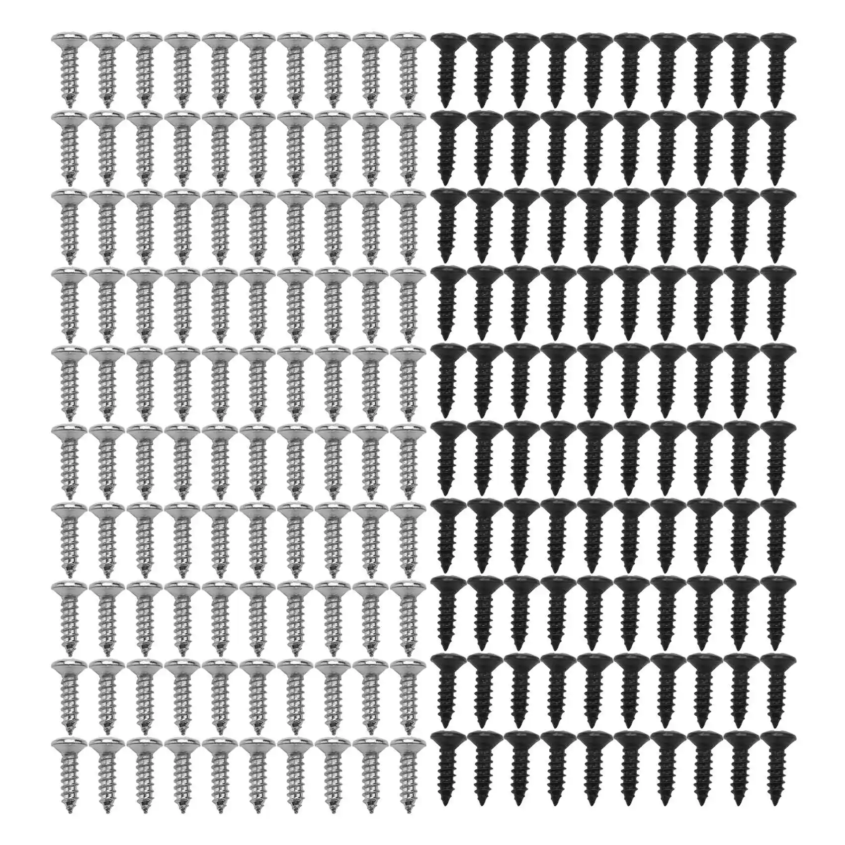 

200 Piece B And Guitar Pickguard Mounting Screws Scratch Plate, Silver And Black