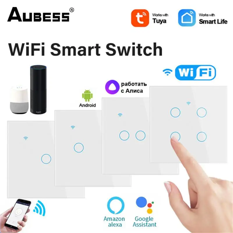 

Умный сенсорный выключатель, настенная кнопка для дома, 1/2/3/4 клавиши, Wi-Fi, 10 А, нейтральный провод для Alexa и Google Home Assistant, стандарт ЕС