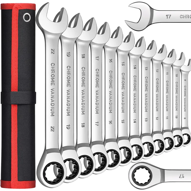 

Ratcheting Combination Wrench Set,12 Point Box End and Open End Wrench Set spanner Fit for Garage,Home DIY, Repair,Maintenance