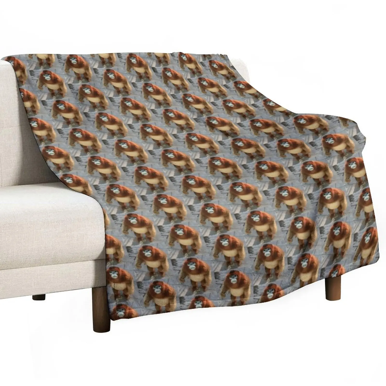

snub nosed monkey (orange) - monke t meme (sad) Throw Blanket Luxury Decorative Beds sofa bed Soft Beds Blankets