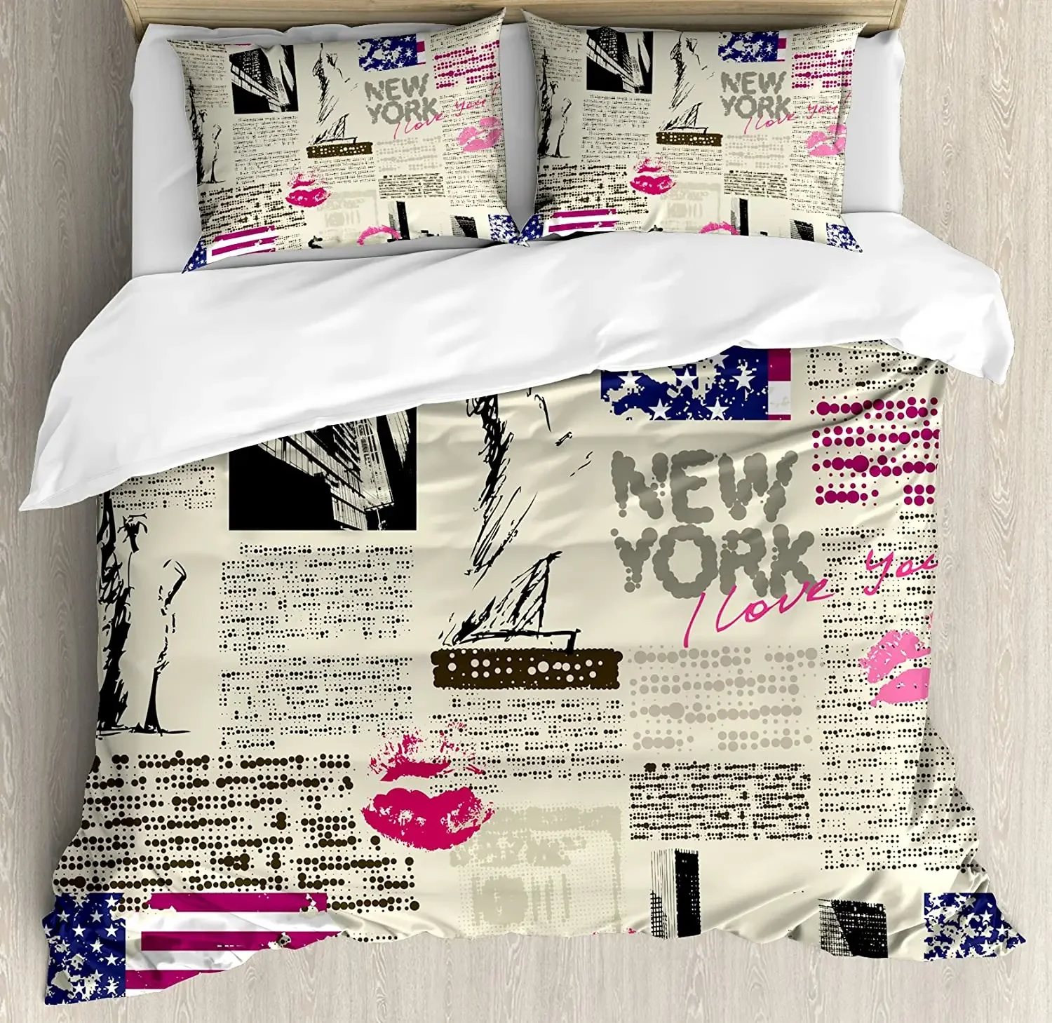 United States Bedding Set For Bedroom Bed Home Newspaper New York with Sketchy Statue of Duvet Cover Quilt Cover And Pillowcase
United States Bedding Set For Bedroom Bed Home Newspaper New York with Sketchy Statue of Duvet Cover Quilt Cover And Pillowcase