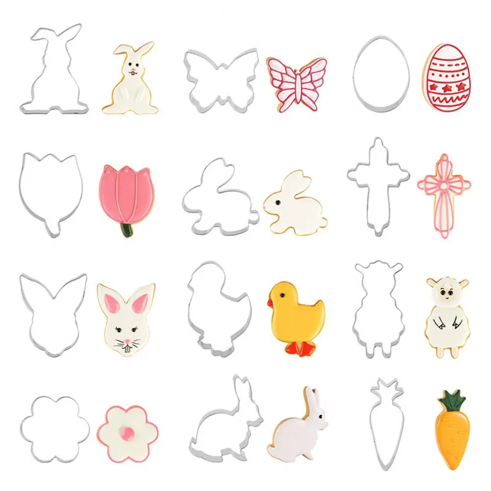Easy to Use Cookie Cutters Easter Set Stainless Steel Egg Rabbit Carrot Flower Shaped Biscuit Molds for Home Kitchen Bakery
Easy to Use Cookie Cutters Easter Set Stainless Steel Egg Rabbit Carrot Flower Shaped Biscuit Molds for Home Kitchen Bakery