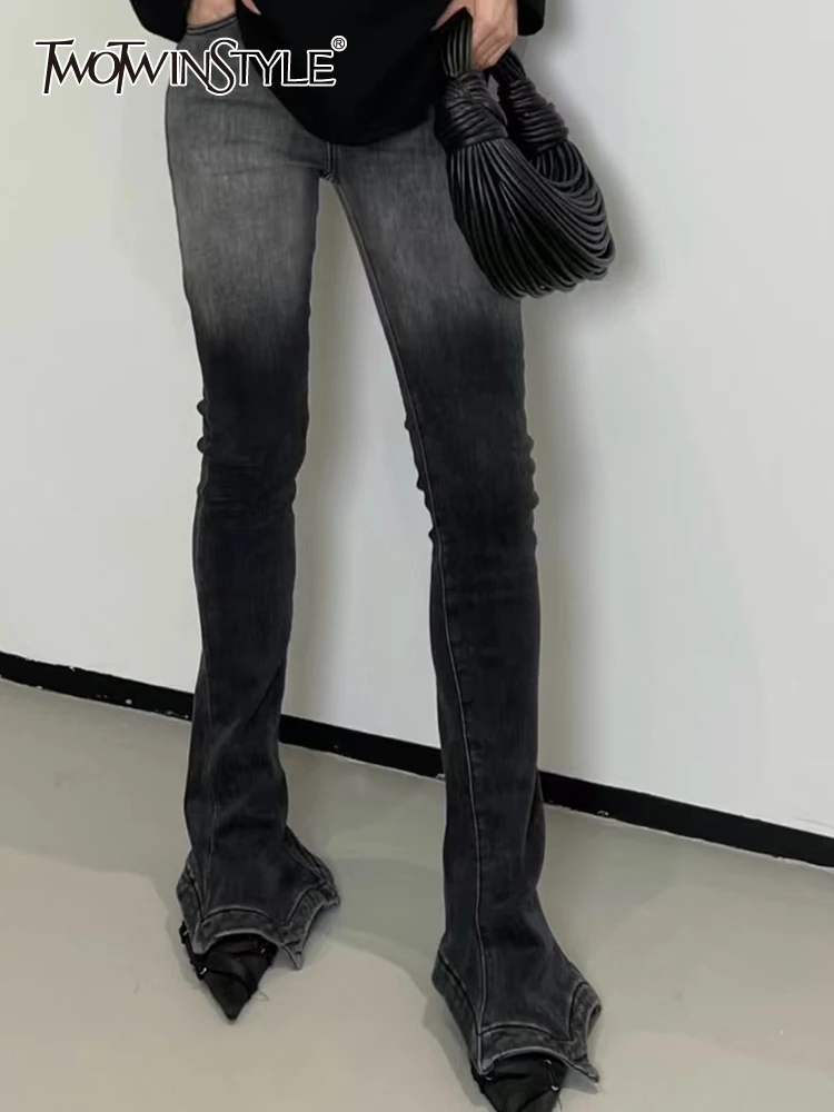 TWOTWINSTYLE Gradient Skinny Flare Pants For Women High Waist Patchwork Pocket Streetwear Full Length Jeans Female Fashion New
TWOTWINSTYLE Gradient Skinny Flare Pants For Women High Waist Patchwork Pocket Streetwear Full Length Jeans Female Fashion New