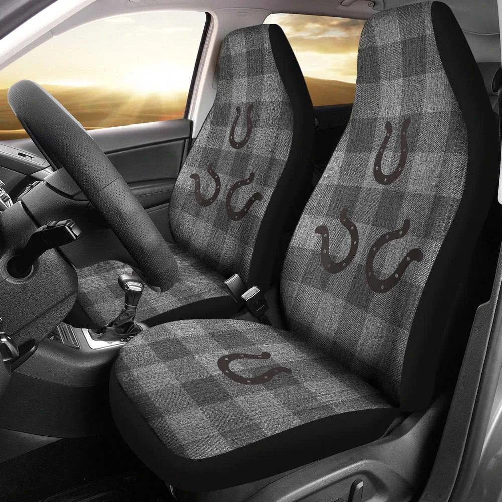 Gray Faux Denim Buffalo Plaid Car Seat Covers With Rustic Horseshoes S,Pack of 2 Universal Front Seat Protective Cover
Gray Faux Denim Buffalo Plaid Car Seat Covers With Rustic Horseshoes S,Pack of 2 Universal Front Seat Protective Cover