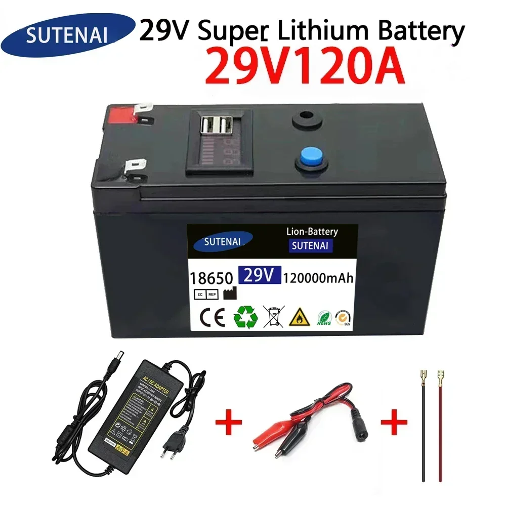 29V Battery 120Ah 18650 lithium battery pack Rechargeable battery for solar energy electric vehicle battery+29.4v2A charger
29V Battery 120Ah 18650 lithium battery pack Rechargeable battery for solar energy electric vehicle battery+29.4v2A charger